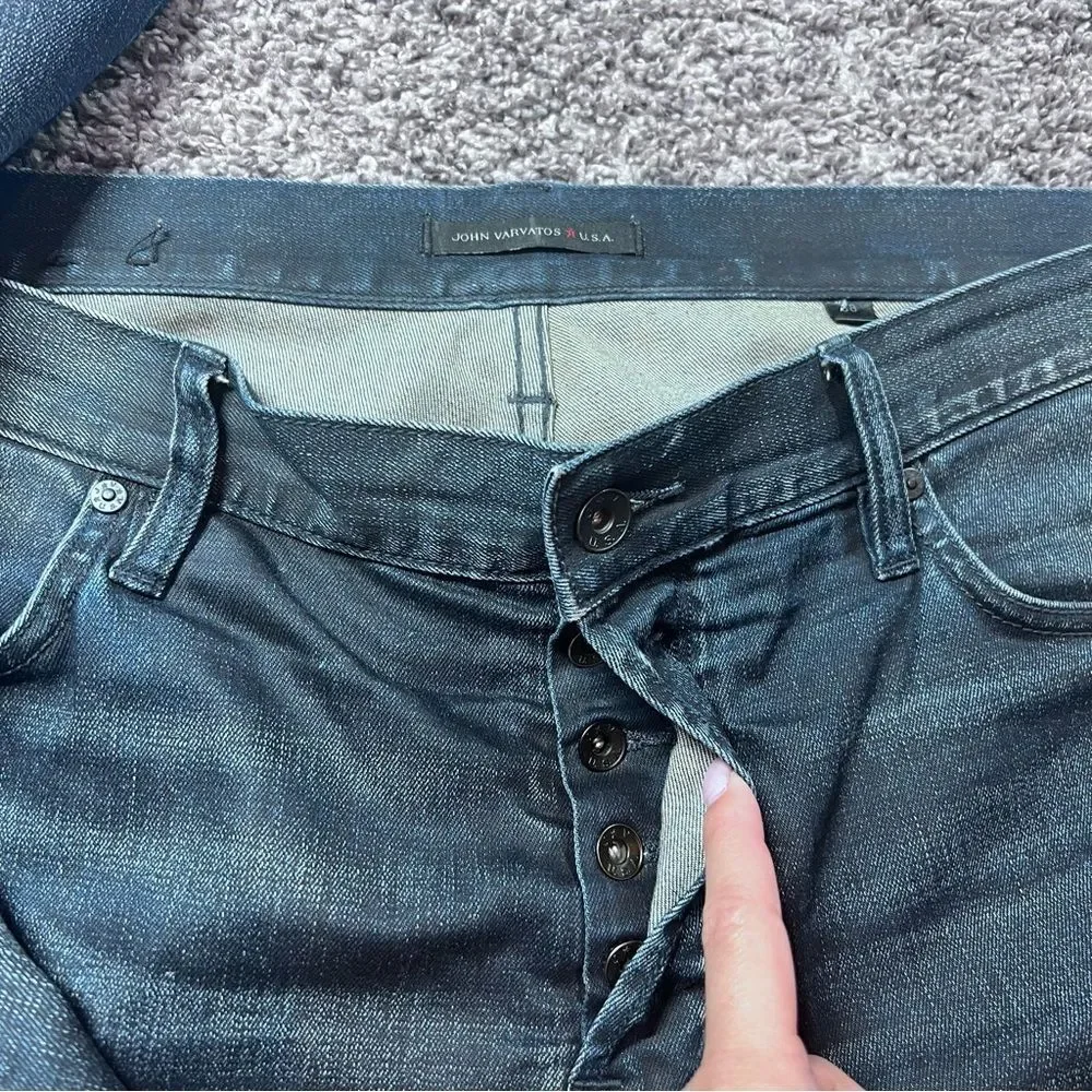 John Varvatos Wight Skinny Button Fly Denim Dark Wash Mens Size 38x28